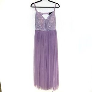 Lovely Grace Purple Sequin Gown Large Sequins Tulle Maxi Dress Lilac Lavender